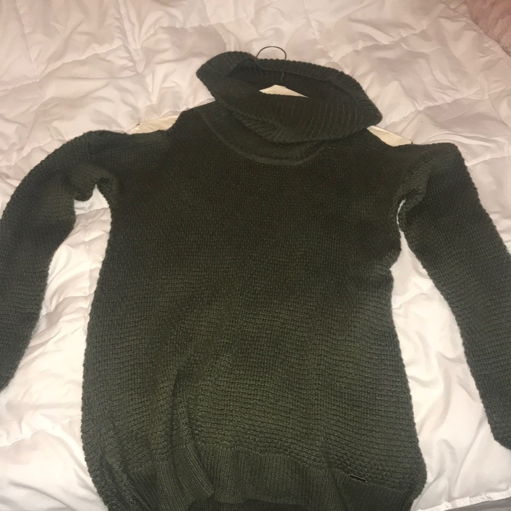 army green turtle neck sweater